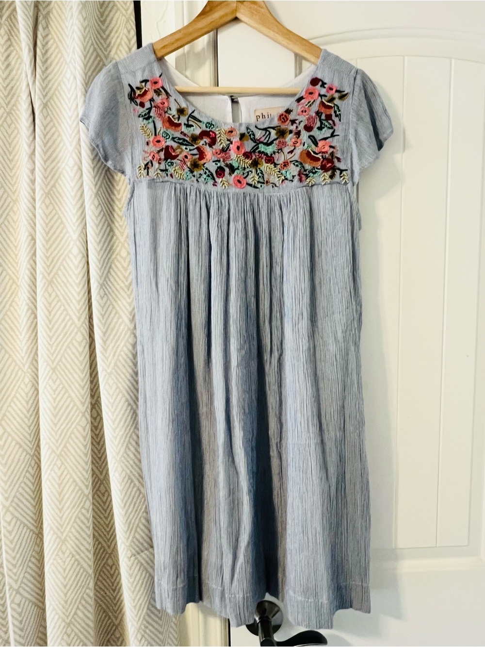 Philosophy Light Blue Embroidered Midi Dress